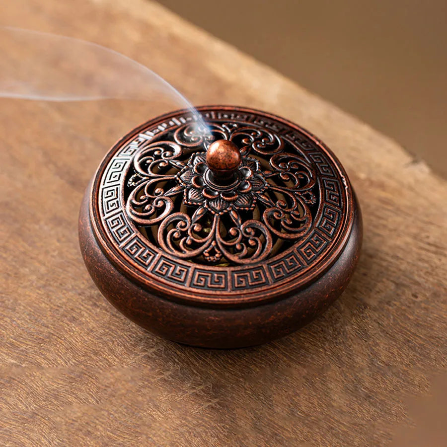 Retro Dragon Phoenix Lotus Golden Lotus Thread Air Creative Design Plate Fragrance Tower Incense Spiral Incense Burner