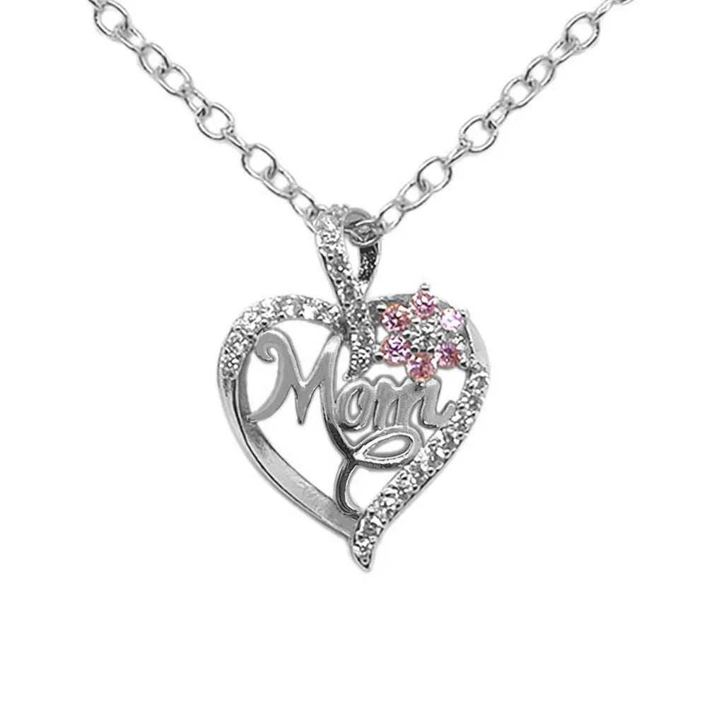 Best Selling Mom Heart Necklace, Rhinestone Heart Pendant, Perfect Mother's Day Gift & Light Luxury Clavicle Chain