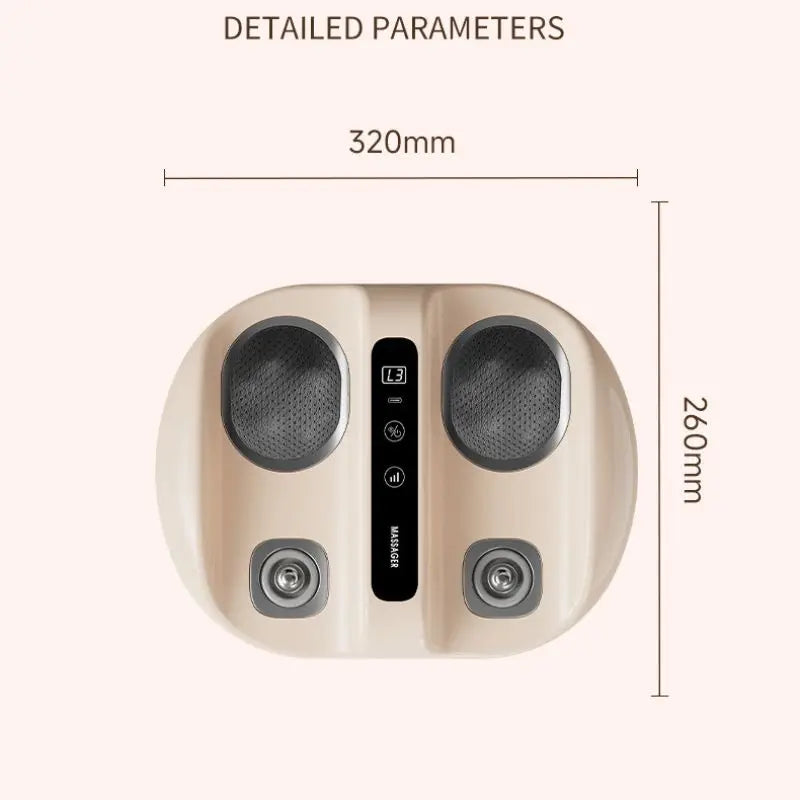 Mini finger press foot massager with hot compress, deep kneading, pressure massage, and vibration functions, suitable as a Chris