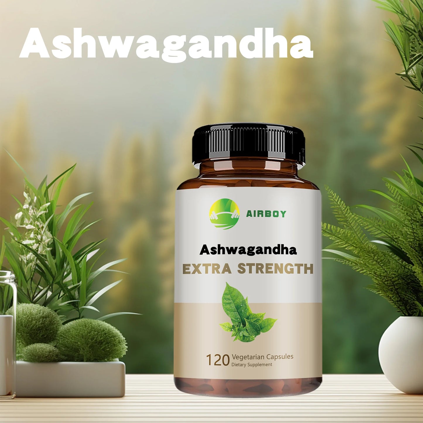 Ashwagandha Supplement - Improve Sleep Health, Relieve Stress, Focus, Boost Brain, Replenish Energy - 120 Capsules