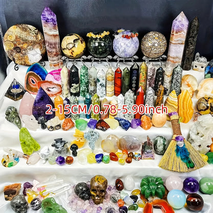 Open your own unique crystals! 1lb-3lb Crystal Gift Box-Mixed Raw Stone, Tower, Sphere, Carving , Bracelet Ring, Home Decoration