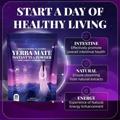 Instant Yerba Mate Powder Brain Digestive Gut Health Support Energy Focus Dietary Supplement