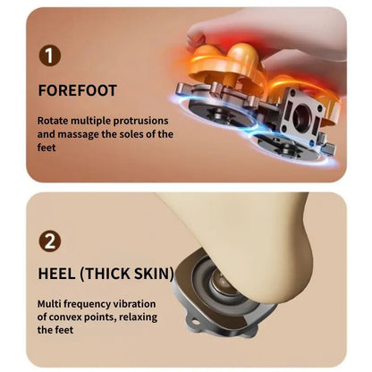 Mini finger press foot massager with hot compress, deep kneading, pressure massage, and vibration functions, suitable as a Chris