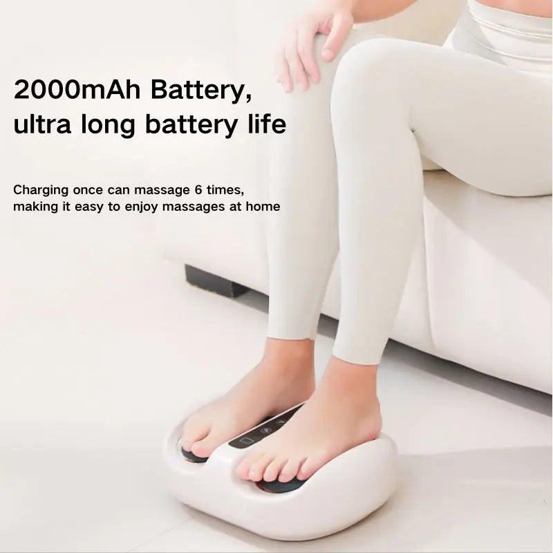 Mini finger press foot massager with hot compress, deep kneading, pressure massage, and vibration functions, suitable as a Chris