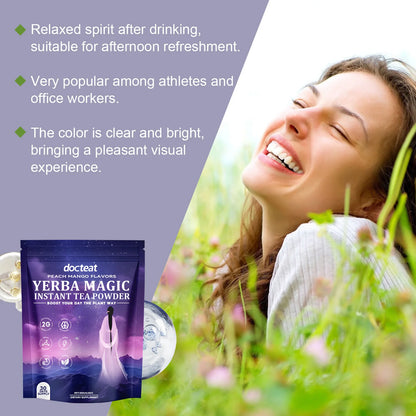 Instant Yerba Mate Powder Brain Digestive Gut Health Support Energy Focus Dietary Supplement