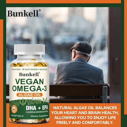 Vegan Omega 3 Algae Oil, with DHA & EPA, Heart, Brain, and Eye Health, Fish Oil Alternative, 30/60/120 Softgel Capsules, Non-GMO