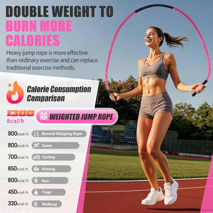 Weighted Jump Rope for Women, Heavy Fitness Skipping Rope for Strength Training and Weight Loss at Home