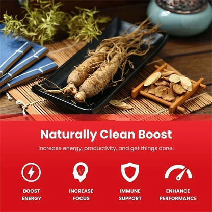 Korean Red Ginseng Supplement - Supports Overall Health, Boosts Energy Production, Relieves Stress, and Strengthens ImmunitySupp