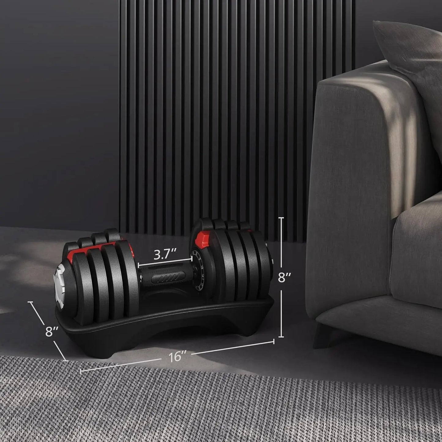 Adjustable Dumbbell Set 28-90LBS with Anti-Slip Handle & Tray for Home Gym Strength Training Equipment