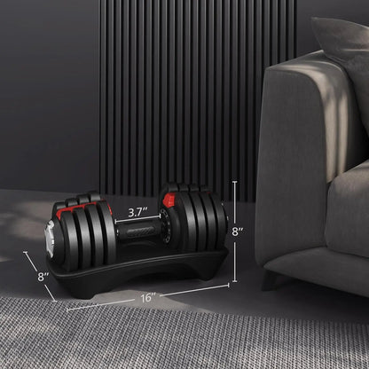 Adjustable Dumbbell Set 28-90LBS with Anti-Slip Handle & Tray for Home Gym Strength Training Equipment