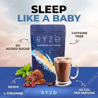 Mushroom Cocoa Powder Sleep Supplement with 6 Adaptogenic Mushroom Blend Reishi L-Theanine and Glycine To Help Fall Asleep