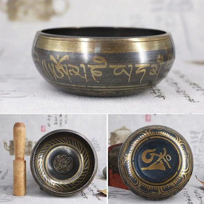 Nepal Tibetan Sing Bowl 4 Size Himalayan Buddhist Metal Yoga Meditation Singing Bowl Fengshui Handmade Bronze Chime Bowl