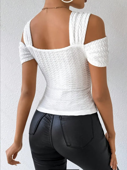 Sexy Off-Shoulder Women's Slim Tops Fashionable Solid Color T-Shirts Spring Summer.