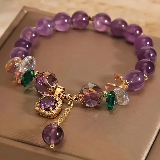 Natural Purple Crystal Bead Bracelet Niche Design Natural Stone Healing Bracelet
