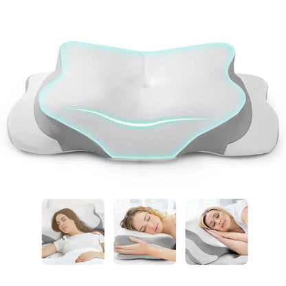 Neck Pillow for Pain Relief Memory Foam Cooling Pillow for Side Sleepers, Adjustable Orthopedic Pillow with Removable Breathable