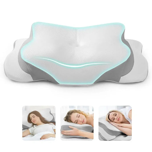 Neck Pillow for Pain Relief Memory Foam Cooling Pillow for Side Sleepers, Adjustable Orthopedic Pillow with Removable Breathable