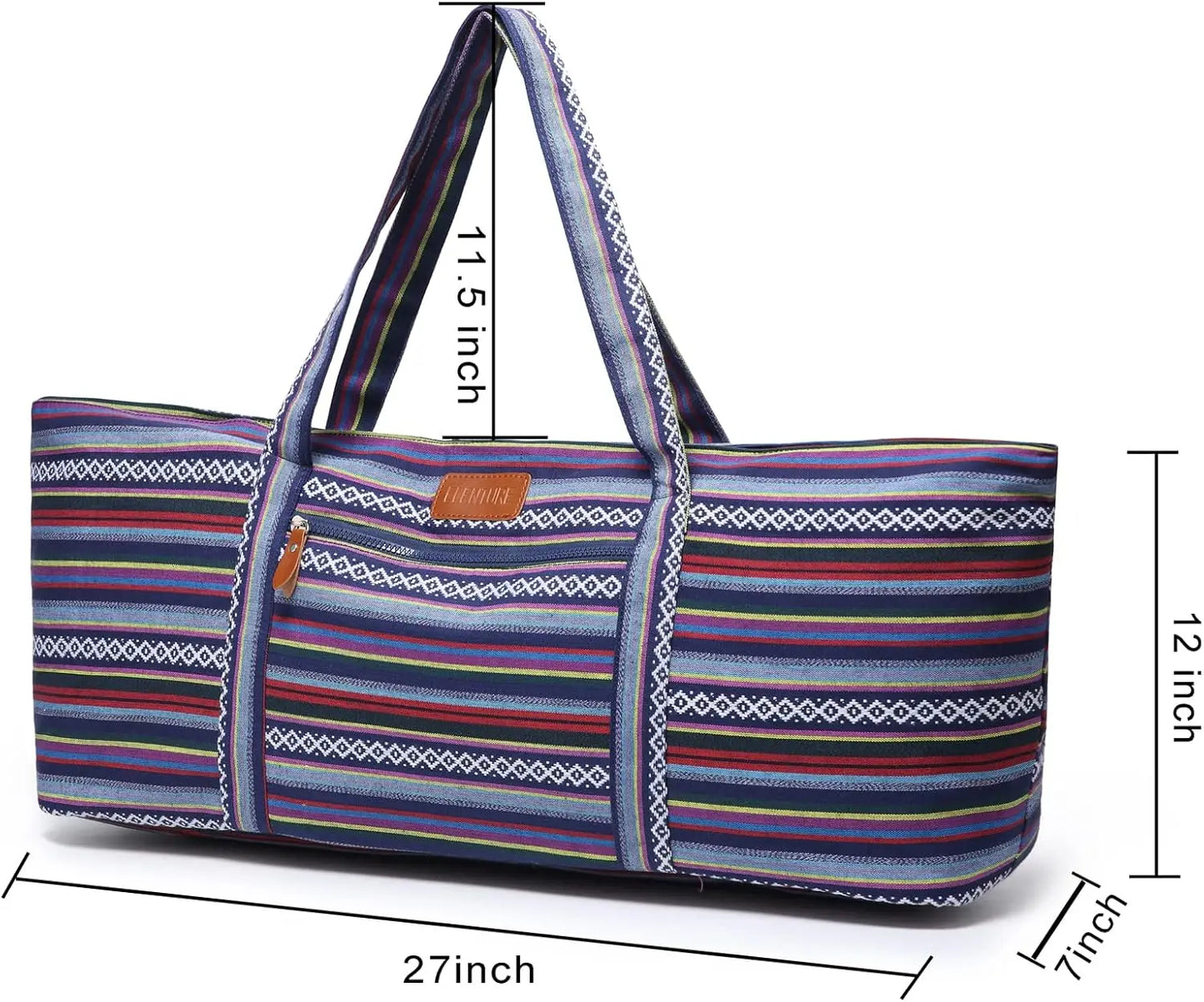 Large Yoga Mat Bag for Travel, Gym, Pilates and Beach with Strap for Thick Mats