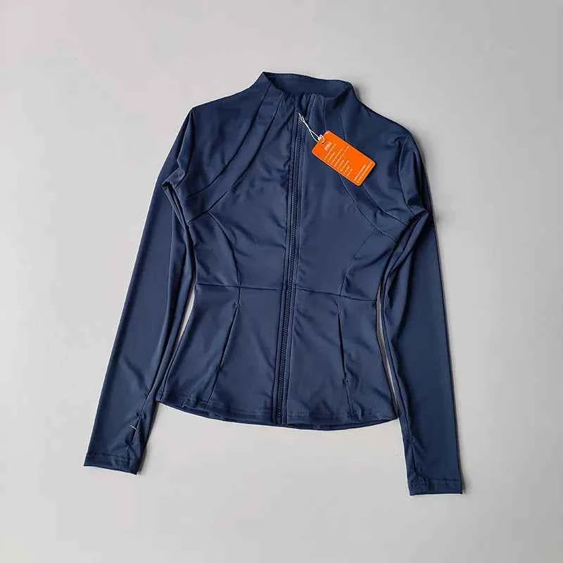 Outdoor Sports Long Sleeved Women Slim Yoga Clothes Quick Dry Zipper Cardigan Stand Up Collar Jacket Running Fitness Jacket Top