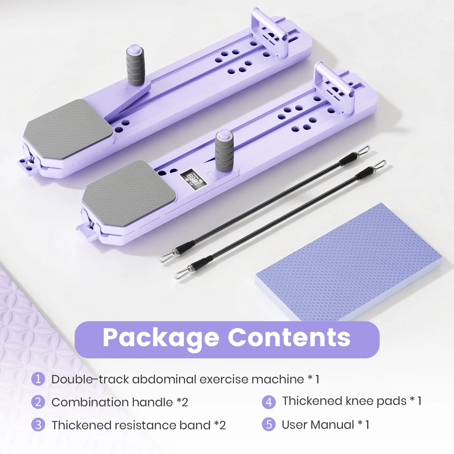 Ab Pilates Board Adjustable Multi-Functional Abdominal Strength Train Full-Body Fitness Workout Resistance Bands for Home Office