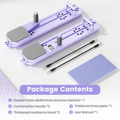 Ab Pilates Board Adjustable Multi-Functional Abdominal Strength Train Full-Body Fitness Workout Resistance Bands for Home Office