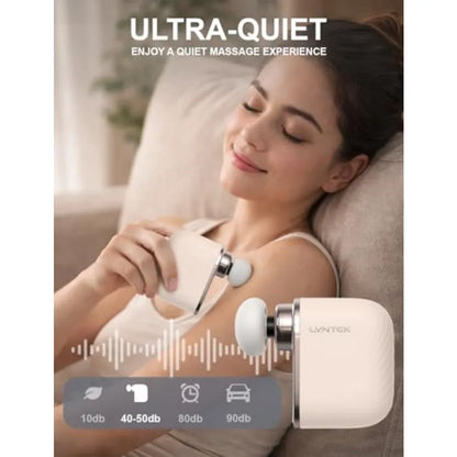 Mini Massage Gun - Small Handheld Muscle Massager with Percussion Deep Tissue 5 Adjustable Vibration Frequency 3 Interchangeabl