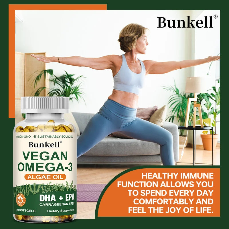 Vegan Omega 3 Algae Oil, with DHA & EPA, Heart, Brain, and Eye Health, Fish Oil Alternative, 30/60/120 Softgel Capsules, Non-GMO
