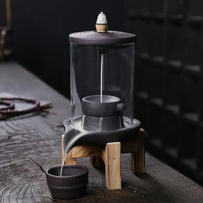 Handmade Ceramic Incense Burner Smoke Waterfall Backflow Incense Burner Living Room Incense Holder Feng Shui Decoration