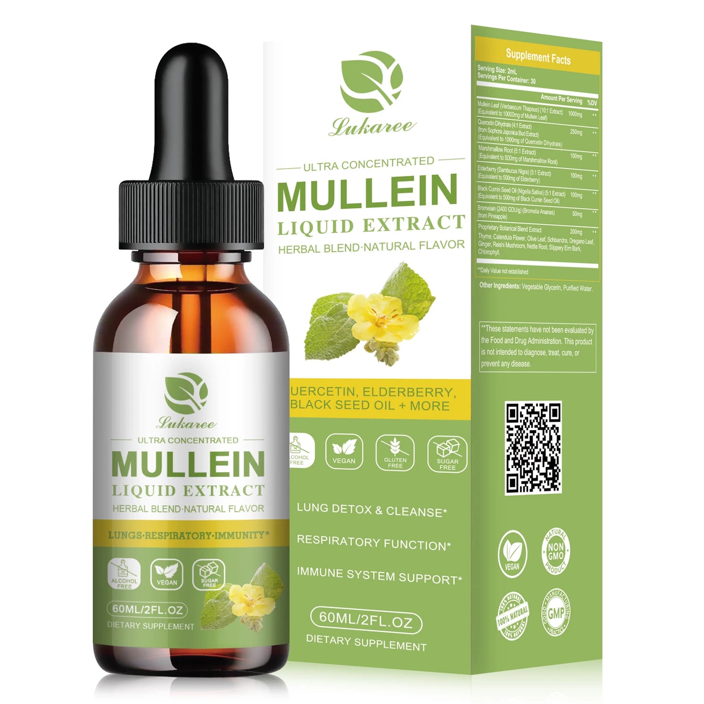 Mullein Drops Suitable For Lung, detoxification And Cleansing, Vegetarian Mullein Leaf Extract For Respiration, Immunity