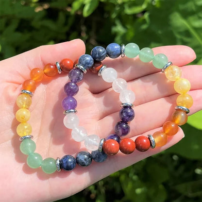 7 Chakra Bracelet: 8mm round stone chakra crystal, perfect for meditation, healing, reiki