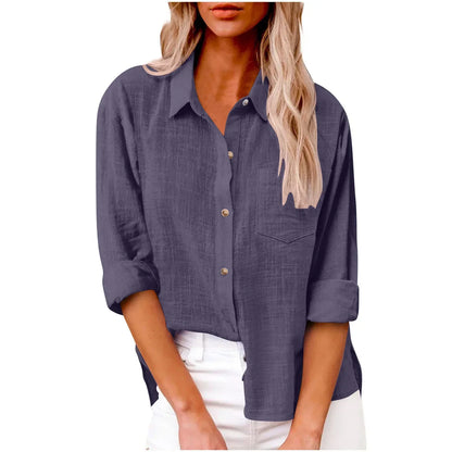 Cotton Linen Long Sleeve  T-Shirt Woman Clothes,Tshirt Elegant Casual Tops Tees Streetwear