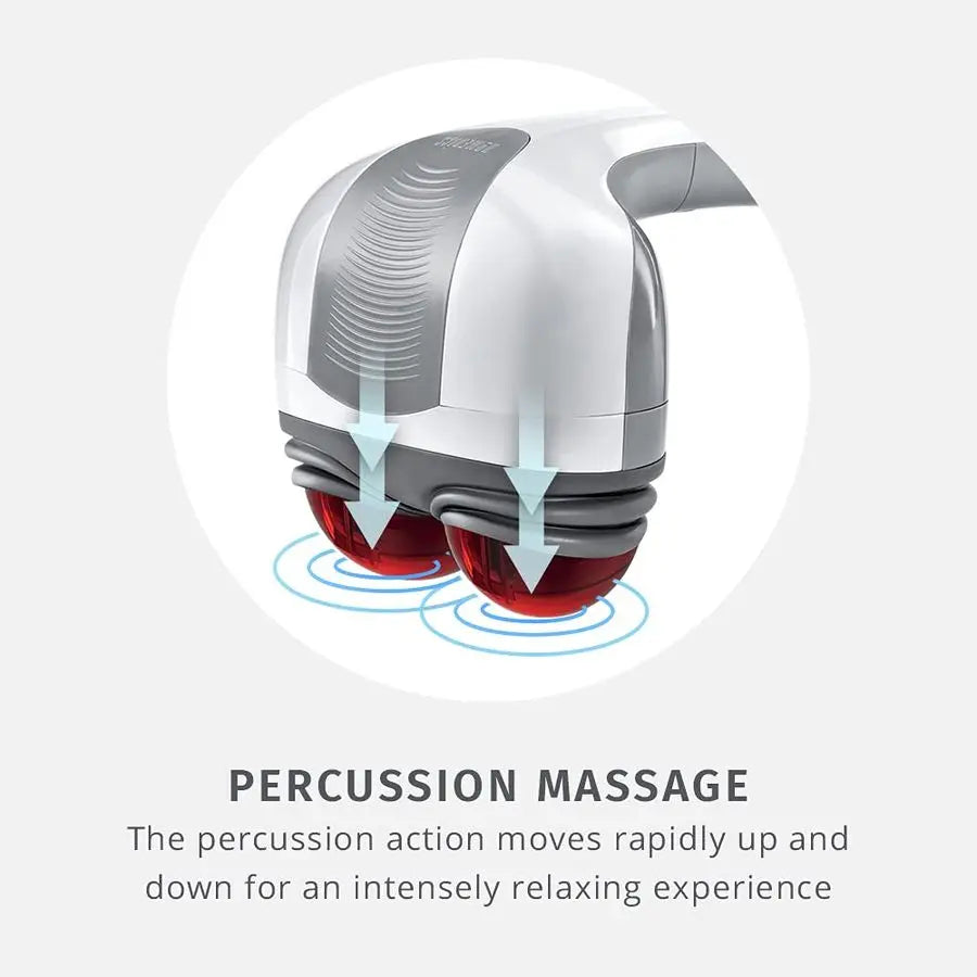 Back Massager Heated Automatic Percussion Back, Body and Neck Massager with Dual Pivoting Heads, Interchangeable Nodes, for Shou