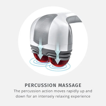 Back Massager Heated Automatic Percussion Back, Body and Neck Massager with Dual Pivoting Heads, Interchangeable Nodes, for Shou