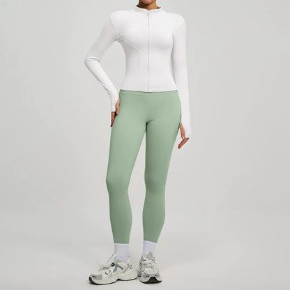 2Pcs Jacket Yoga Sets Women Long Sleeve Zipper Slim Sports Shirts Hip Lifting Leggings Fitness Running Workout Suits Tracksuit