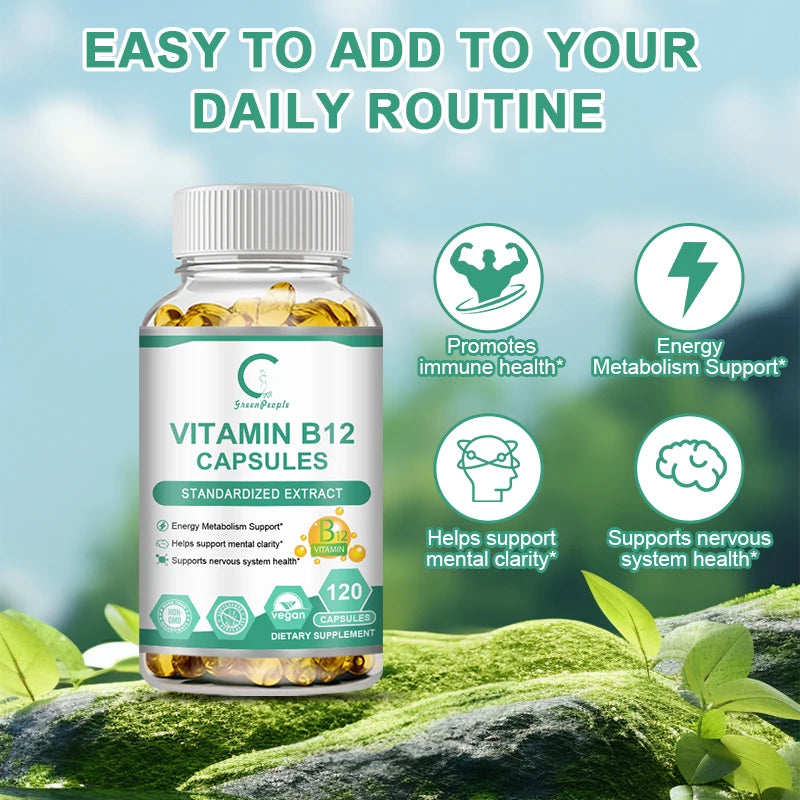 GPGP GreenPeople Organic 1000MG Vitamin B12 Capsule Immune Health Support Metabolism & Mental Clarity,Nervous System Health