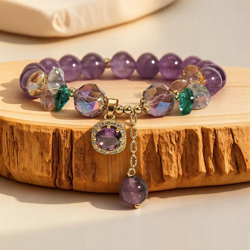 Natural Purple Crystal Bead Bracelet Niche Design Natural Stone Healing Bracelet