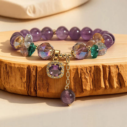 Natural Purple Crystal Bead Bracelet Niche Design Natural Stone Healing Bracelet