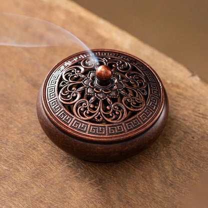 Retro Dragon Phoenix Lotus Golden Lotus Thread Air Creative Design Plate Fragrance Tower Incense Spiral Incense Burner