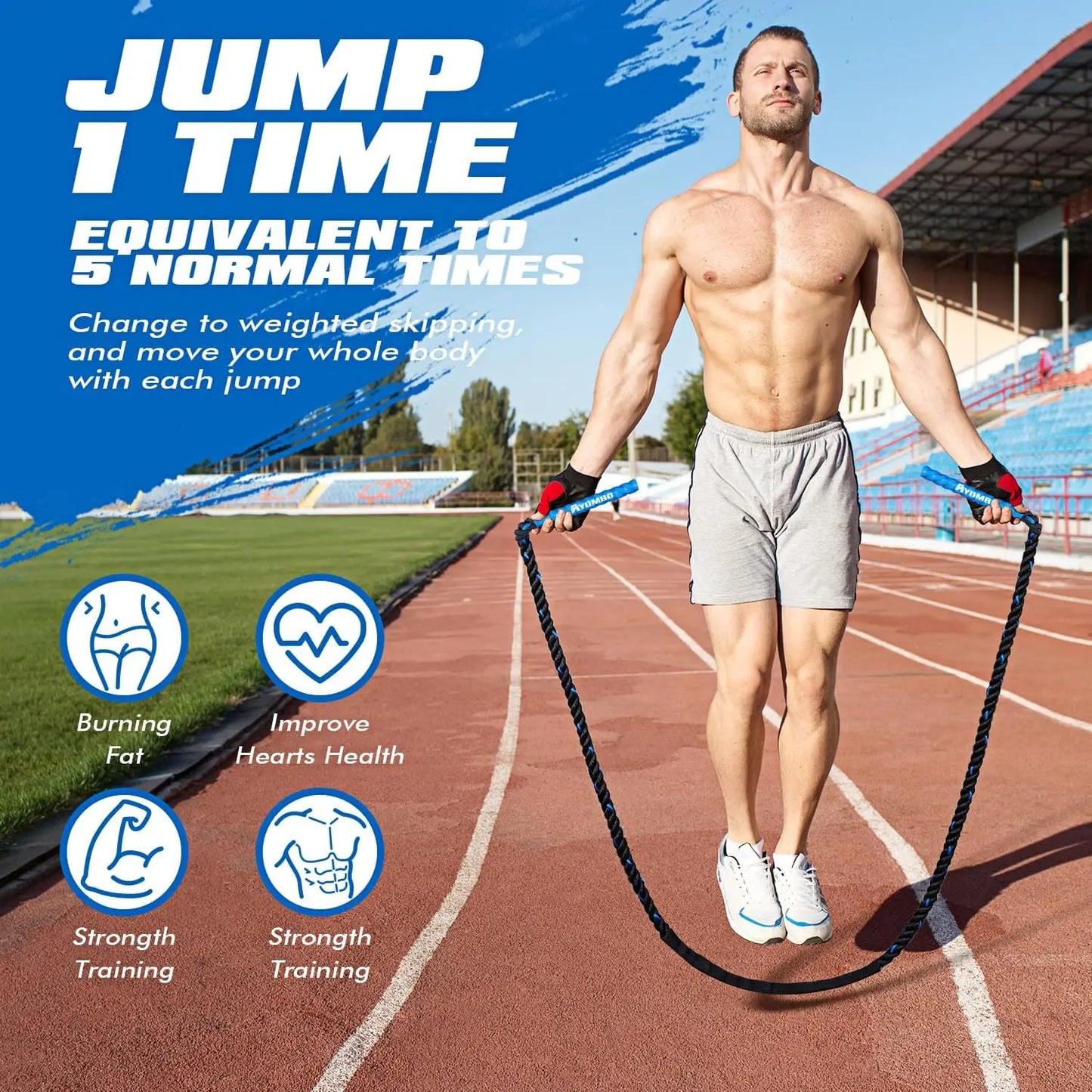 Weighted Jump Rope for Fitness Training, Boxing Cardio Workout Equipment for Men Women Home Gym