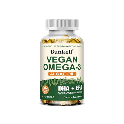 Vegan Omega 3 Algae Oil, with DHA & EPA, Heart, Brain, and Eye Health, Fish Oil Alternative, 30/60/120 Softgel Capsules, Non-GMO