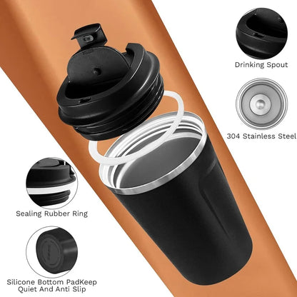  Stainless Steel Coffee Mug Travel Double Leak Proof Car Thermos Cup Tea Coffee Mug Reusable Hot Cold Drinks Insulated Cup