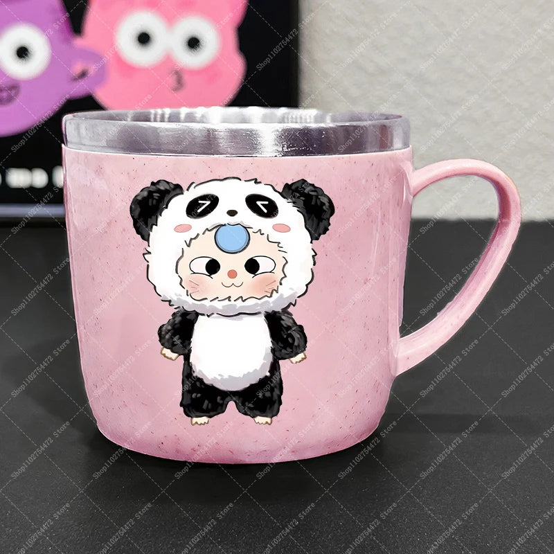 Girl Cute Stainless Steel Water Bottle Anime Baby Three Portable Milk Tea Juice Cup Kids Cartoon Cold Drink Container Mug Gifts