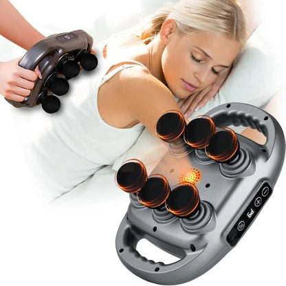 6 Head Massage Gun Deep Tissue with 9 Levels and 9 Modes Electric Massager Tool for Legs Arms Waist Back Buttocks - Full Body M