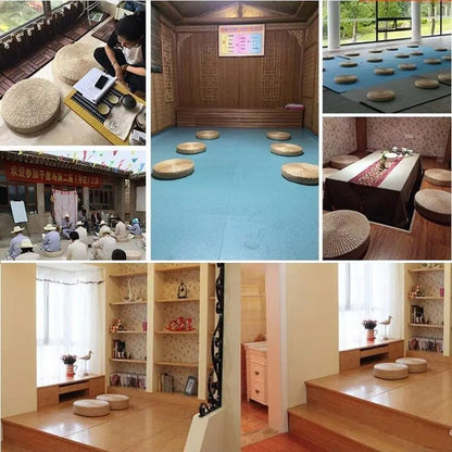 2 Pack Tatami Floor Pillow Sitting Cushion Bigger Size,Round Padded Room Floor Straw Mat for Outdoor Seat Dia 19.7