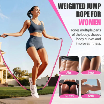 Weighted Jump Rope for Women, Heavy Fitness Skipping Rope for Strength Training and Weight Loss at Home