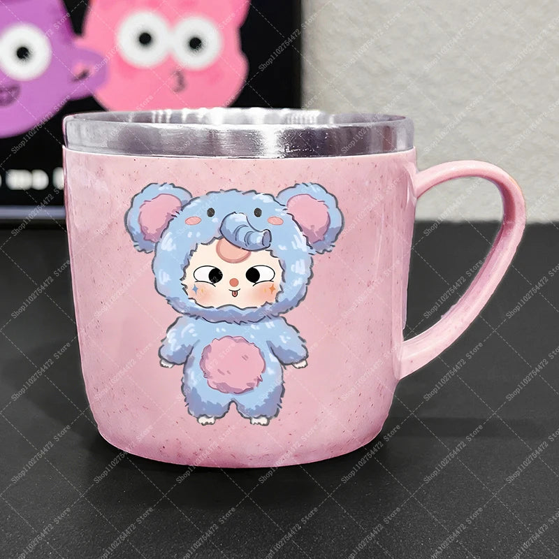 Girl Cute Stainless Steel Water Bottle Anime Baby Three Portable Milk Tea Juice Cup Kids Cartoon Cold Drink Container Mug Gifts