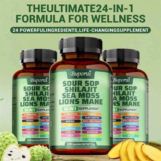 24-In-1 Soursop Supplement - Promote Digestion and Cell Health, Supports Skin, Joint and Bone Health, Strengthens Immunity