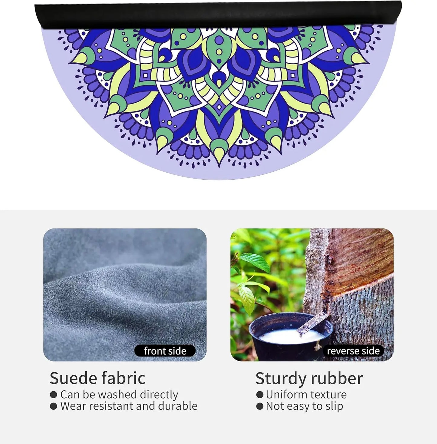 Extra Large Round Yoga Mat 3.5mm Thick Natural Rubber Non-Slip for Meditation Pilates Comfort Support