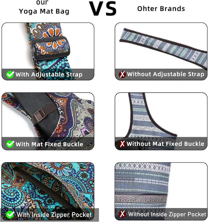 Large Yoga Mat Bag for Women with Adjustable Strap and Multiple Pockets, Fits Most Workout Gear