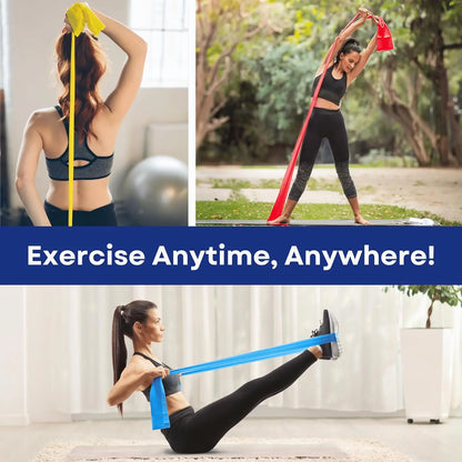 3-Level Resistance Bands Set with Guide & Bag - Latex-Free for Workout, Therapy, Yoga