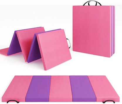 Folding Gym Mat Thicken Extra Firm High Density Tumbling Exercise Mat for Home Gym,Gymnastics,Martial Arts,Yoga&Pilates,Non-Slip
